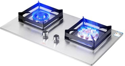 Propane Stove,Stainless Steel Gas Cooktop,Double Burner Portable Propane Stove,Maximum 17742.4BTU Suitable for Kitchen Apartments and RV(Silver) (Color : LPG, Size : Style 1)