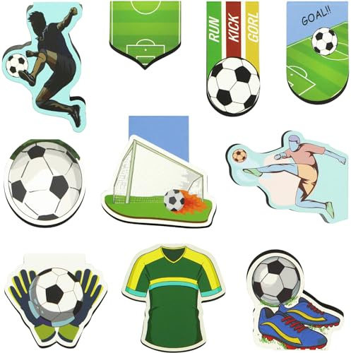 Lesezeichen Magnetisch Fussball, 10 Stück Magnetische Lesezeichen Kinder | Kleine Geschenke, Fussball Mitbringsel für Jungen Schüler Freund Fußballfans Buchliebhaber