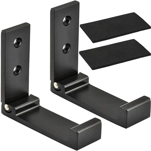 Latomex Faltbare Kleiderhaken, faltbare Wandhaken zum Aufhängen, Aluminiumlegierung, Kleiderbügel, Kopfhörerhalter, Headset, Wandaufhänger, Haken, 2 Stück (schwarz)