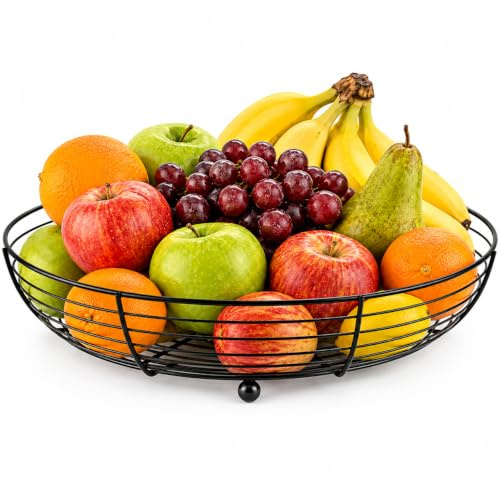 Auroni Obstschale Obstkorb aus Metall, D= 29 cm, H= 9 cm, Schwarz