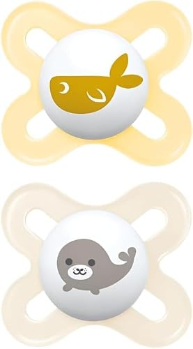 MAM Original Start Schnuller 0-2 Monate, 2er Set, Neutral | Mit tragbarem Sterilisator-Schnullerhalter, kiefergerechter Sauger aus SkinSoft Silikon, gebogene Maske, BPA-/BPS-frei