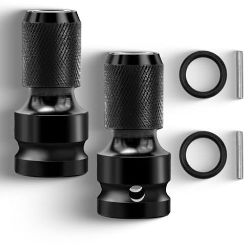 2 Piezas Adaptador de Llave de Impacto de Vaso Adaptadores de Cuadrada de 1/2 a Vástago Hexagonal de 1/4 para Llave de Trinquete de Impacto y Soporte para Puntas de Destornillador