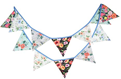 Ciieeo Baumwollstoff Retro Blumen Banner Hochzeitsdekorationen Photo Booth Requisiten für Die Braut