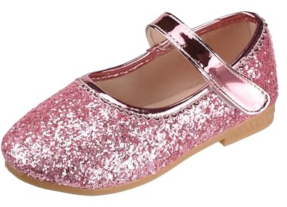 QUNUNOIRE-Chaussures de Princesse pour Filles avec Paillettes Mary Jane Chaussures de Déguisement Reine Scintillantes pour Anniversaire, Fête, École, Activité Rose 29