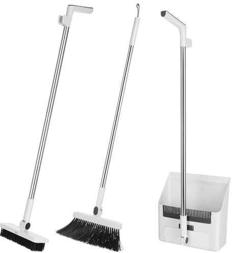 JECOMPRIS Indoor Outdoor Broom Dustpan Set 3-in-1 Cleaning Kit Strong Construction