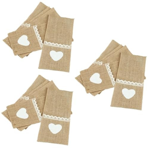 Garneck 15 Stk Bestecktasche Hochzeitsdekoration leinengardine Urlaub Silberbesteck Weihnachtsbesteckabdeckung Vintage- Gabeltasche für Geschirr Geschirrabdeckung aus Jute Leinen-