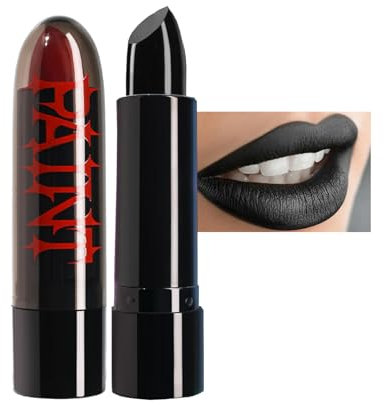 Black Lipsticks for Women Long Lasting Matte Lipstick Highly Pigmented Lip Stain,Waterproof Long-Lasting Plumping Lip Gloss, Multi-Purpose Lipstick For Halloween,Cosplay, Gothic Makeup,Face Painting