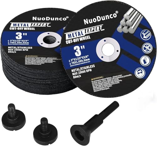 NuoDunco Disques à Tronçonner Professionnels Adapté au coupe métal et acier | Durée de vie prolongée,25 pièces75 mm Disque de Coupe+ 1 mandrins,Convient outils 3 coupe standards,