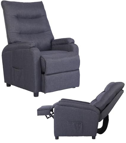 Mingone Relaxsessel mit Liegefunktion TV Sessel Liegesessel Einzelsofa Gepolsterter Lesesessel mit Rückenlehne und Fußstütze Geeignet für Schlafzimmer Wohnzimmer privates Theater, Dunkelgrau