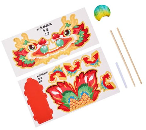 GARVALON Chinesischer Papierdrache Neujahrsdrachengirlande Diy Bastelset Drachengirlanden Dekoration Papierfigur Puppenbausatz Material Zubehör Für Frühlingsfest
