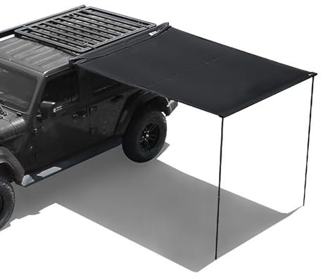 Toldo lateral de coche para SUV, camión, furgoneta, diseño extraíble, versátil tela Oxford negra, ajuste de altura telescópico, área de sombra de 5 ㎡, ideal para actividades al aire libre