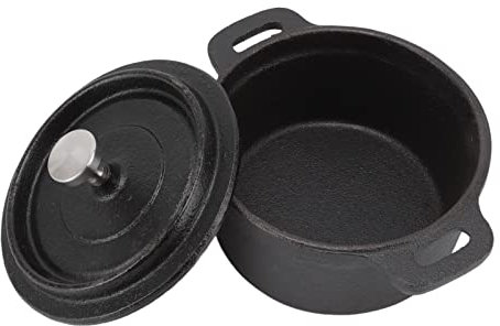 Faitout, Faitout avec Couvercle en Fonte, Faitout Traditionnel Double épais avec Couvercle pour Cuisson Lente, Rôtis, Riz, Pâtes, Soupes (Diamètre 20CM)