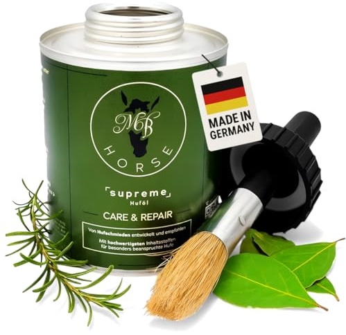 MB Horse Supreme Huföl Care & Repair, Keratin Biotin Luxus Huföl für Pferde, Pferdeöl Pflegeöl Pferdepflege Hufpflege Hufgesundheit, mit Arganöl Jojobaöl Lorbeeröl Lachsöl Leinöl und mehr