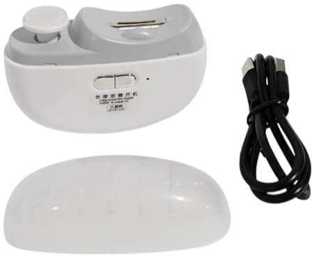 IOIUSKKU Elektrisk automatisk nageltrimmer med integrerad skärning och slipning av ABS-kniv för trimning och polering av naglar manikyr, vit