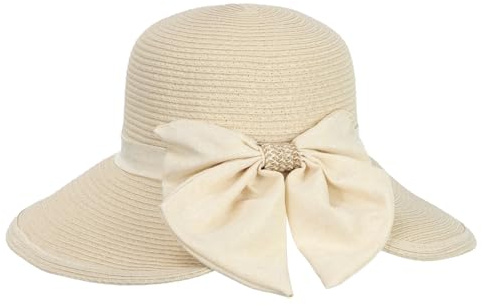 LY4U Sombrero de Sol de Paja de ala Ancha para Mujer UPF 50 con Correa Ajustable para la Barbilla, Sombrero de Playa Plegable para Viajes, Actividades al Aire Libre de Verano