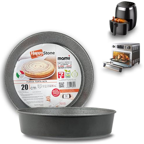 ARCA, Set 2 Teglie Rotonde 20 cm per Friggitrice ad Aria e Forno, Antiaderenti e Adatte alla Lavastoviglie, Ideali per Torte e Altre Ricette, in Alluminio, Made in Italy