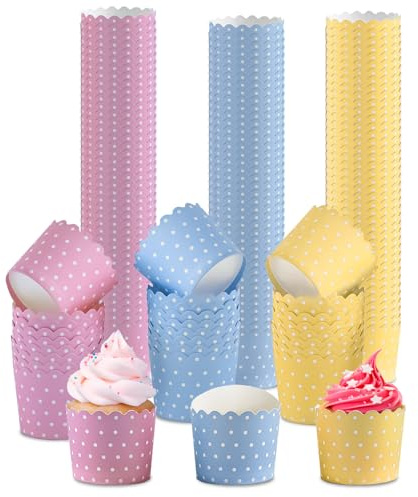 150 Stück Cupcake Wrapper Kuchenkörbchen Muffinförmchen Papierkuchen Backbecher für Backtage, Geburtstage, Teekränzchen, Hochzeiten und Partys