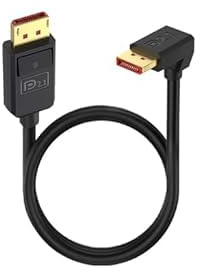 Duttek 90 Degree DisplayPort Cable 2.1 (0.5M)， Down Angle DP Male to DP Displayport Male Cable, 16K@30Hz, 8K@120Hz, 4K@240Hz, Support 52Gbps HDR, HDCP DSC 1.2a
