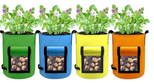 Acunny Lot de 4 sacs de plantation respirants pour pommes de terre - Pour carottes et patates douces - En tissu non tissé