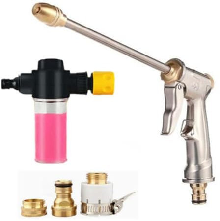 Boquilla de manguera de alta presión de metal, pulverizador de manguera de jardín con 7 modos, pulverizador de manguera resistente con presión ajustable para lavado de coches, césped, mascotas y