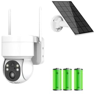 Telecamere per la sicurezza domestica, Telecamera PTZ solare Telecamera di sicurezza CCTV solare wireless da 4MP Telecamera IP PTZ ricaricabile con batteria esterna con pannello solare(Wifi Cam 128G C