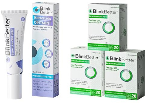 Eyelid Care Bundle – 60 Tea Tree Eyelid Wipes (3 x 20 ct) + BetterLids Hydrating Eyelid Ointment with Shea Butter & Oat Complex (0.35 oz) – Blepharitis & Dry Eye Relief