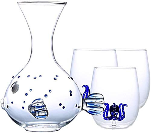 Set Decanter per Whisky, Materiale in Cristallo Senza Piombo, Grande capacità 1000 Ml, Funzione di Decantazione Rapida, Set Regalo di Lusso