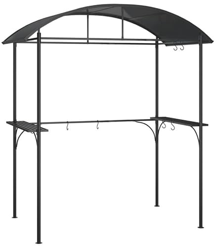 Tonnelle de barbecue en acier avec plaque en polycarbonate, anthracite, 220 x 115 x 230 cm, parfaite pour le jardin, la terrasse ou le balcon, stable et résistante aux intempéries