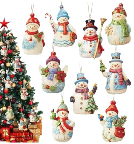 Figure Di Natale | Ornamenti Per Pupazzi Di Neve Di Legno | 9 Pendente Di Decorazione Parziale Set Per La Finestra Di Natale Finestra Da Parete Cucina Soggiorno Decorazione Da Giardino All'interno Di