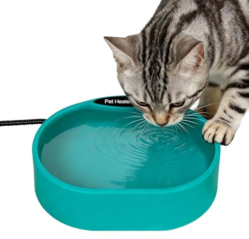 Ciotola per cani riscaldata da uso esterno, cavo di alimentazione resistente alla masticazione e design impermeabile, piatto termico 125 once offre acqua calda anatra pollo gatti verde
