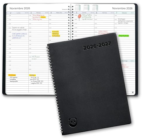 Agenda 2026 2027 con Vista Semanal – A4 Planificador 2026 2027 Semana Vista – Diario Espiral que Inspira Productividad - Intervalos de 30 minutos - Julio 2026 a Agosto 2027 - en Español