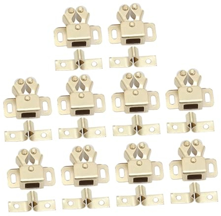 SAFIGLE 10 pièces Targette Porte Loquet à Ressort avec Boule pour Armoire Serrure de Porte Réglable pour Meubles et Placards Fermeture Sécurisée Dorée
