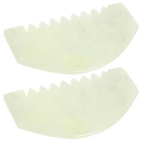 Beavorty 2 Pièces Peigne de Massage en Pierre de Jade Brosse Manuelle Guasha pour Stimulation Du Cuir Chevelu Nettoyage Doux Relaxation et Soin des Cheveux Accessoire Élégant Compatible