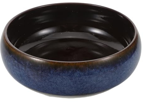 Große Keramik Blumentopf Schale für Wasserlilien, Rund, Blau, Retro | Hydroponischer Pflanztopf für Büro und Arbeitszimmer, Leicht zu Reinigen, Stabile Umgebung