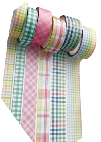 YIZITU 6 Rouleaux De Ruban Masquage Esthétique 5 Mètres Par Rouleau Ruban Décoratif À Quadrillé Pour Artisanat D'art Journal Carnet Notes Scrapbooking Planificateur Accessoires