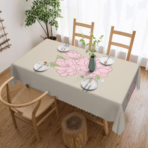 SMAZDFXX Tovaglia quadrata stampata con fiori di pesco, impermeabile e antimacchia, perfetta per tavoli da pranzo, 54x72 pollici