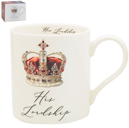 Lesser & Pavey His N Hers His Lordship Mug 350ml for Coffee, Tea and Hot Drinks | Reusable Fine China Tea & Coffee Mugs for Daily Use | Special Occation & Birthday Gifts for Women & Men