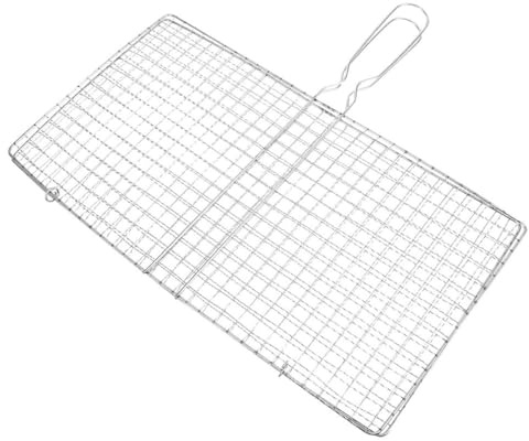 Ciieeo Panier à Griller en Acier Inoxydable 20x35 Cm, Maille Fine Anti-adhésive, Panier Pliable pour Poisson, Légumes et Fruits de Mer, Accessoires Barbecue Extérieur pour Grillades