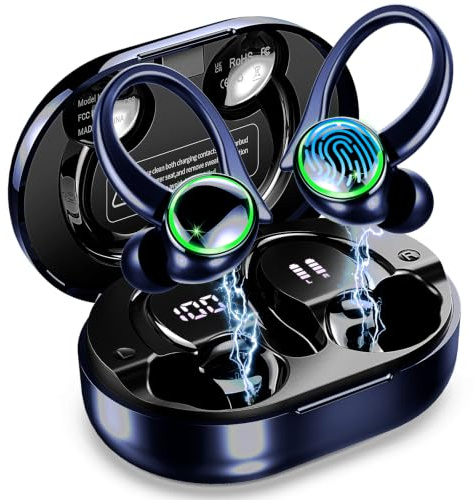 Auriculares inalámbricos Bluetooth Deportivos, 50H Auriculares Inalambricos con Cancelacion Ruido ENC, Auriculares Bluetooth 5.4 HiFi Estéreo con 4 HD Mic, IP7 Impermeable/para Running/Pantalla LED