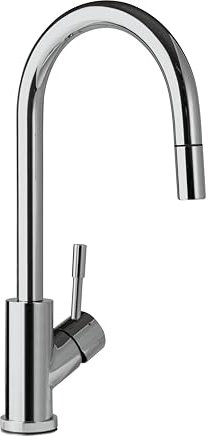 Villeroy & Boch Umbrella Flex Küchenarmatur, Hochdruck, Wasserhahn Küche mit ausziehbarer Brause und 360° Schwenkbereich, Spültischarmatur wassersparend, Auslauf Höhe 220mm, Edelstahl massiv, poliert