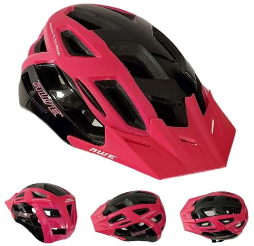AWE® AWERide™ Enduro/Freeride Bicycle/Bike/E-Bike Helmet Black/Pink Medium 55-58cm. *Includes an AWE 5 year Crash Replacement Policy, Tested and conforms to CE-EN 1078:2012:A1:2012 standards.