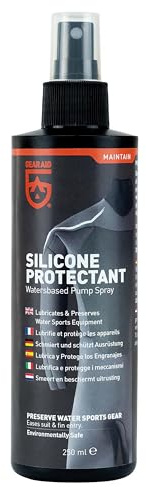 GEAR AID Silicone Lubricant and Conditioner - Preserve Water Sports Gear, Neoprene, Wetsuits, and Dive Gear | Water-Based Pump Spray for Gaskets and Rubber, 8.45 oz (250 mL)