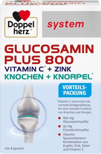 Doppelherz system GLUCOSAMIN PLUS 800 - Vitamin C + Zink | Mit Vitamin C als Beitrag zur normalen Kollagenbildung für eine normale Knorpelfunktion - 120 Kapseln