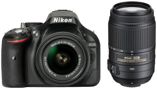 Nikon D5200 + AF-S DX 18-55 VR II + 55-300 VR - Cámara Digital (24.1 MP, SLR Kit, CMOS, 18-55 mm, 5.6, 3.5) Negro (Importado)