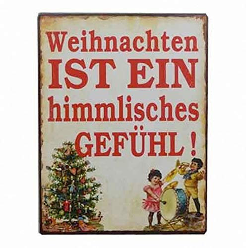 AS4HOME Blechschild - Weihnachten ist EIN himmlisches Gefühl - Vintage Wandschschild Metall