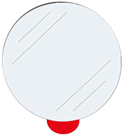 Klebeshop24 Verschlussetiketten selbstklebend transparent Ø 28 mm 100 Stück | einseitige Klebepunkte, Verschlusspunkte mit roter Anfasslasche