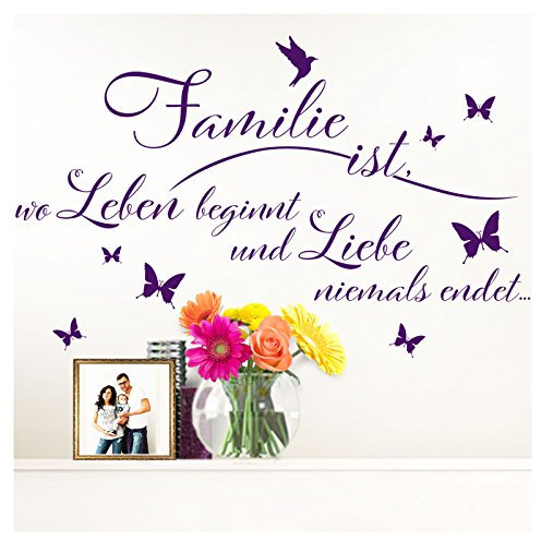 Grandora Wandtattoo Spruch Familie ist I schwarz (BxH) 58 x 37 cm I Wohnzimmer Schlafzimmer Flur Küche Sticker Aufkleber Wandaufkleber Wandsticker W5438