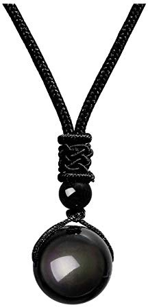 Jovivi - Glücksbringer Halskette Obsidian Tigerauge Amethyst mit Stein und verstellbarer Nylonschnur - Geschenkidee
