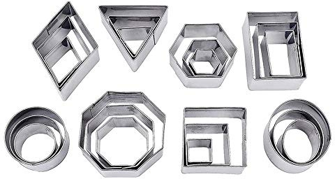 Mini Geometrische Cookie Keks Ausstecher Set, 24 Stücke Metall Ausstechformen Set Einfacher Rand Geometrische Formen Mini Schneider, DIY Tools für Backen, Weihnachten von VOARGE (Rechteck) (Octagon)