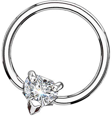Piersando BCR Piercing Klemmring Kristall Herz für Septum Tragus Helix Ohr Nase Lippe Brust Intim